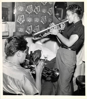 9 x 8 inch photograph. Unidentified trumpeters