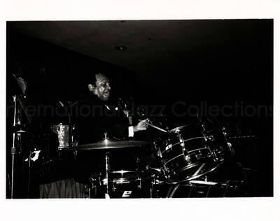 8 x 10 inch photograph. Lionel Hampton playing the drums