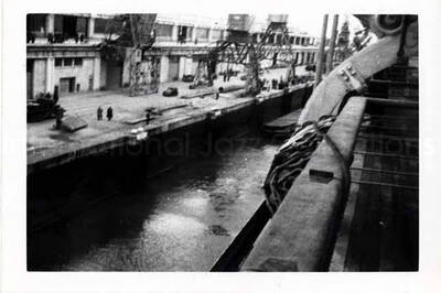 3 x 4 1/2 inch photograph. View of a port