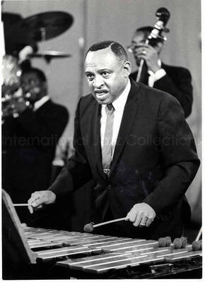 7 x 5 inch photograph. Lionel Hampton playing the vibraphone
