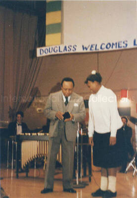 5 x 3 1/2 inch photograph. Lionel Hampton at the Frederick Douglass Creative Arts Center, in New York