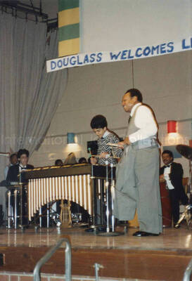 5 x 3 1/2 inch photograph. Lionel Hampton at the Frederick Douglass Creative Arts Center, in New York