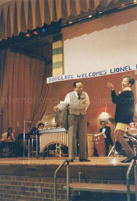 5 x 3 1/2 inch photograph. Lionel Hampton at the Frederick Douglass Creative Arts Center, in New York