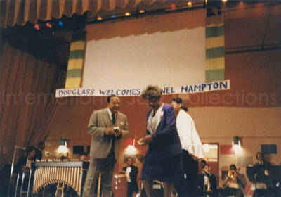 3 1/2 x 5 inch photograph. Lionel Hampton at the Frederick Douglass Creative Arts Center, in New York