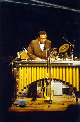 12 x 8 inch photograph. Lionel Hampton playing the vibraphone