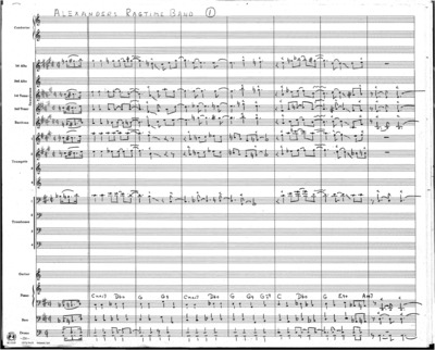 2 copies; 1 score (9 p.) + 10 parts; 1 score (10 p.) + 10 parts, Pinocchio James arranger