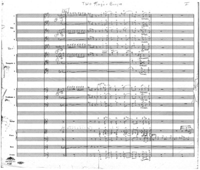 3 copies; 1 score (5 p.) + 9 parts; 1 score (16 p.) +  1 part, scored by Edgar Battle for 1st trumpet in B flat, copyright 1948 (published copy); 1 score (18 p.) + 15 parts