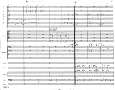 4 copies; 1 score (3 p.) + 16 parts;  1 score (5 p) + 14 parts ; 1 score  (14 p.) + 18 parts, Wilkins, Earnie (arranger) 1983-12-15, photocopie; 1 score (6 p.) + 3 parts, Wilkins, Earnie (arranger)