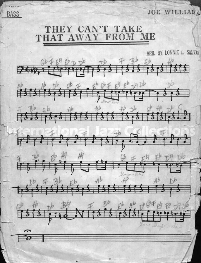 page of handwritten score for They Can't Take That Away from Me