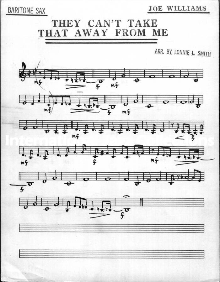 page of handwritten score for They Can't Take That Away from Me