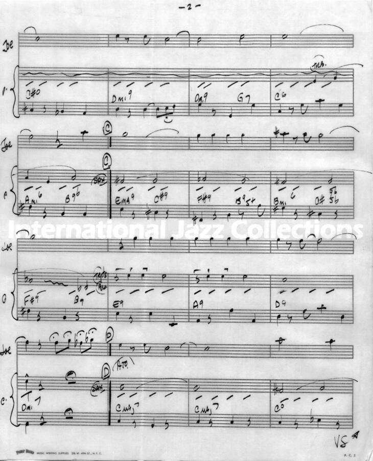 page of handwritten score for S' Wonderful