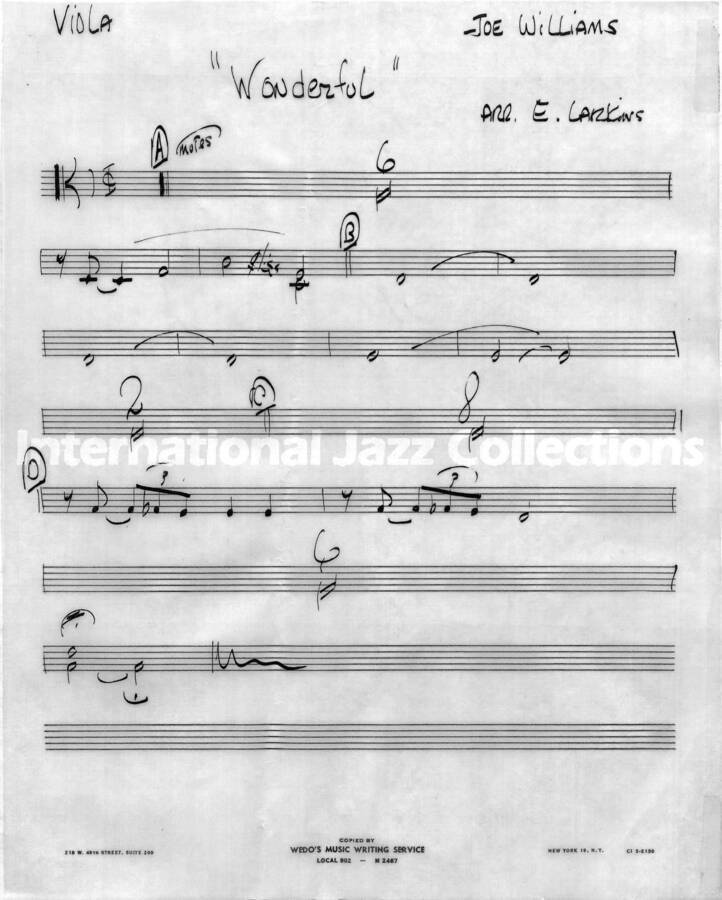 page of handwritten score for S' Wonderful