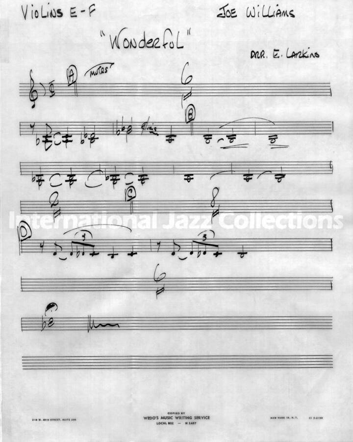 page of handwritten score for S' Wonderful