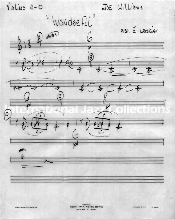 page of handwritten score for S' Wonderful