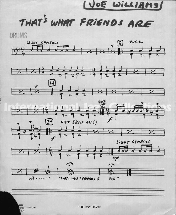 page of handwritten score for That's What Friends