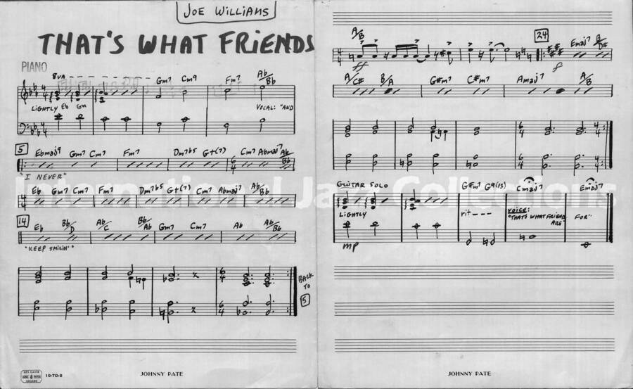 page of handwritten score for That's What Friends