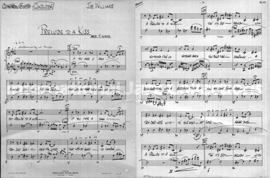 page of handwritten score for Prelude to a Kiss