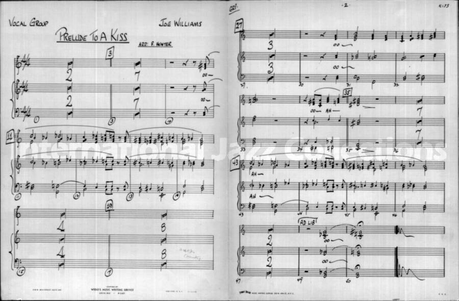 page of handwritten score for Prelude to a Kiss