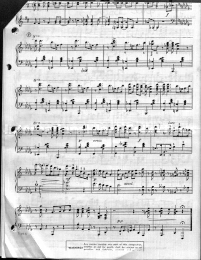 page of handwritten score for One O'Clock Jump