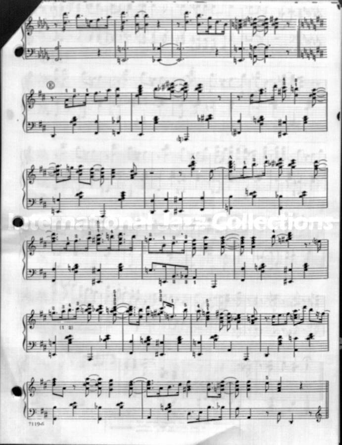 page of handwritten score for One O'Clock Jump