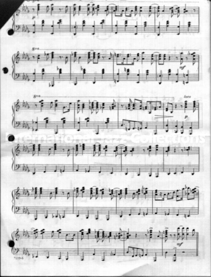 page of handwritten score for One O'Clock Jump