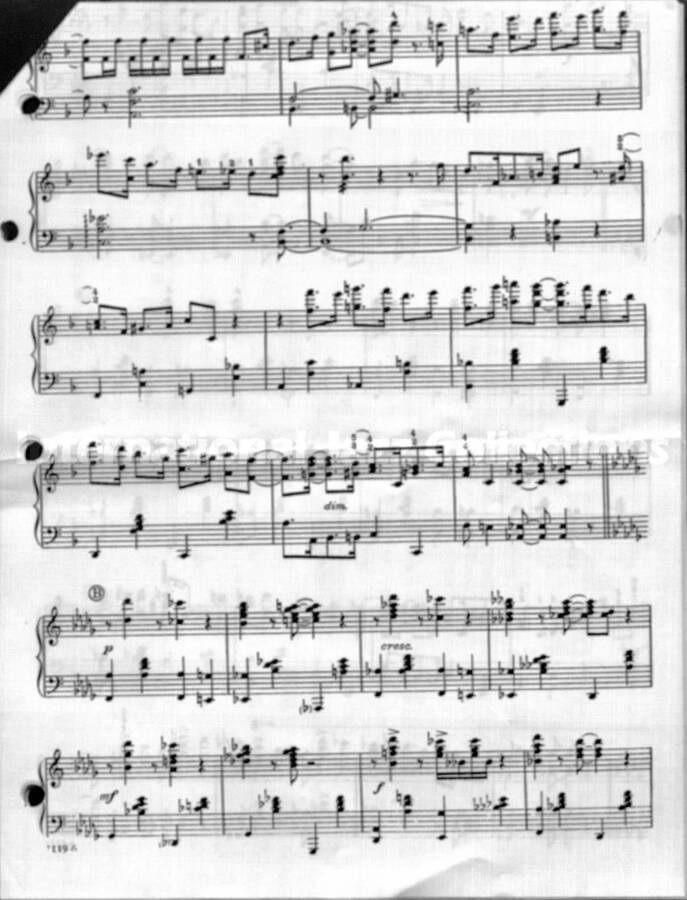 page of handwritten score for One O'Clock Jump