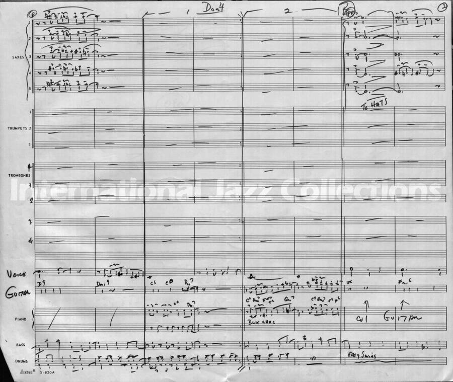 page of handwritten score for Don't Get Around Much Anymore