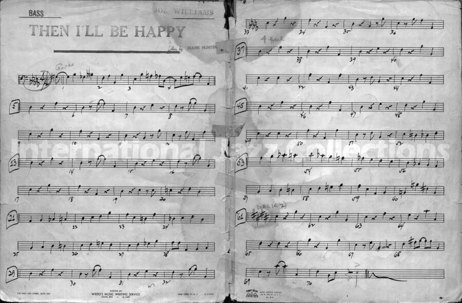 page of handwritten score for Then I'll be Happy