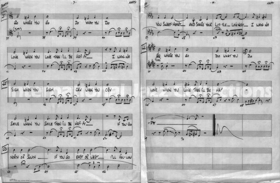 page of handwritten score for Then I'll be Happy