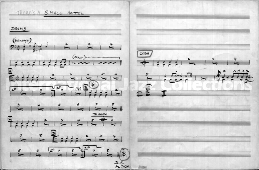 page of handwritten score for Small Hotel