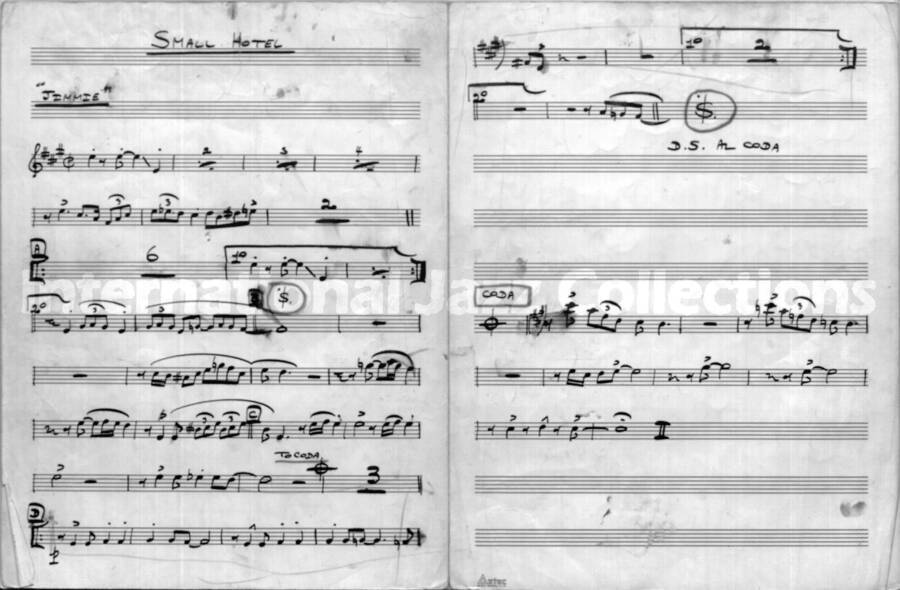 page of handwritten score for Small Hotel