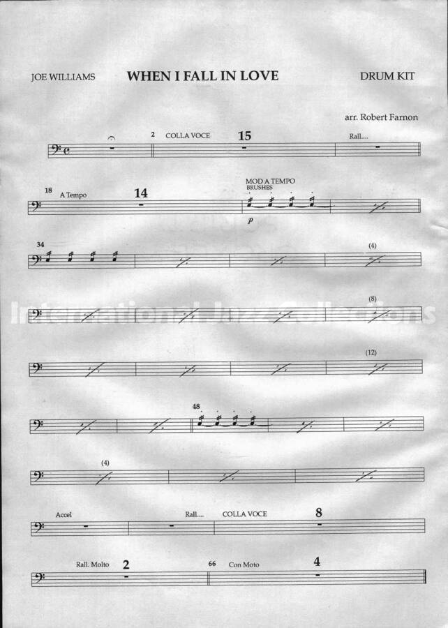 page of handwritten score for When I Fall in Love