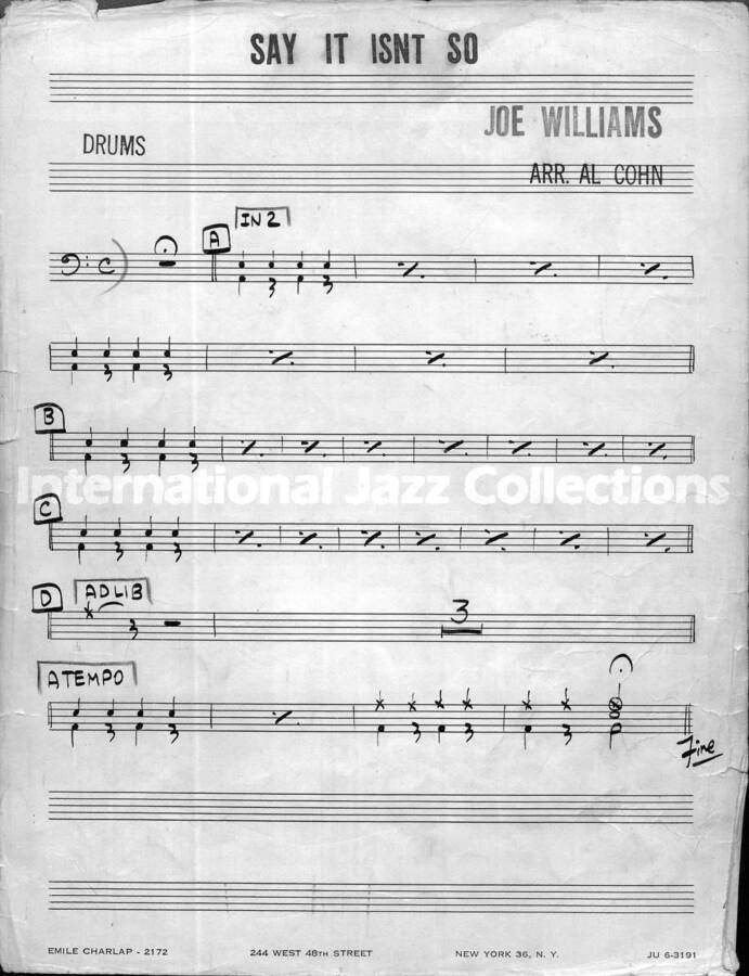 page of handwritten score for Say it isn't So