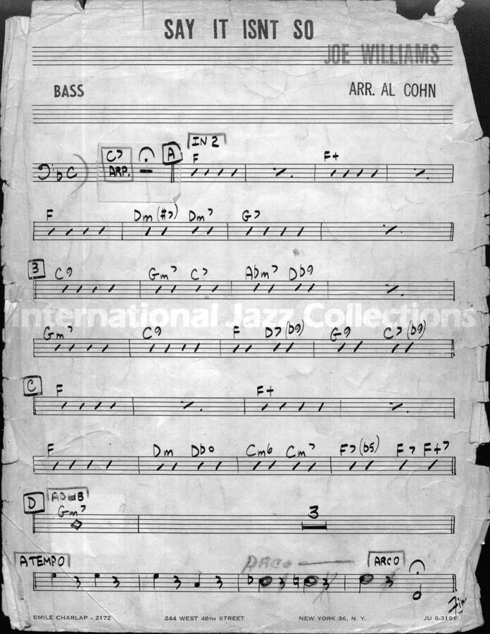 page of handwritten score for Say it isn't So