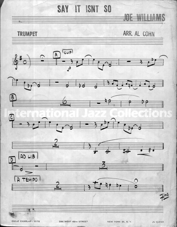 page of handwritten score for Say it isn't So