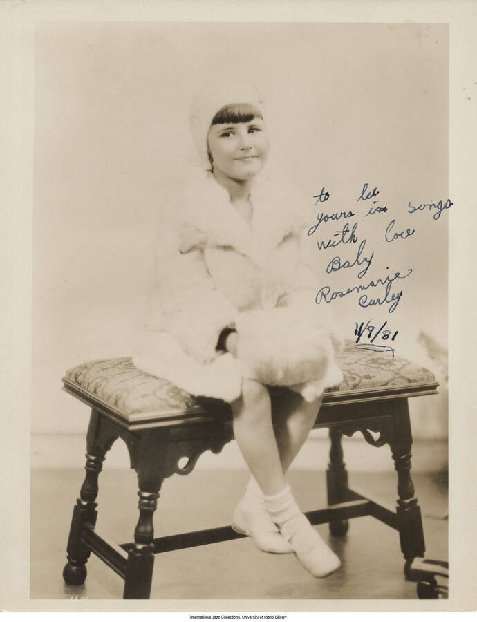 To Lee yours is songs with love  Baby Rosemarie Curley  11/9/31