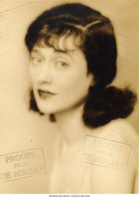 Black and white photograph of Lee Morse. Stamped: Proofs from De Mirjian