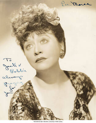 Black and white photograph of Lee Morse. Inscription reads "To Jack & Robbie  always praying for you."