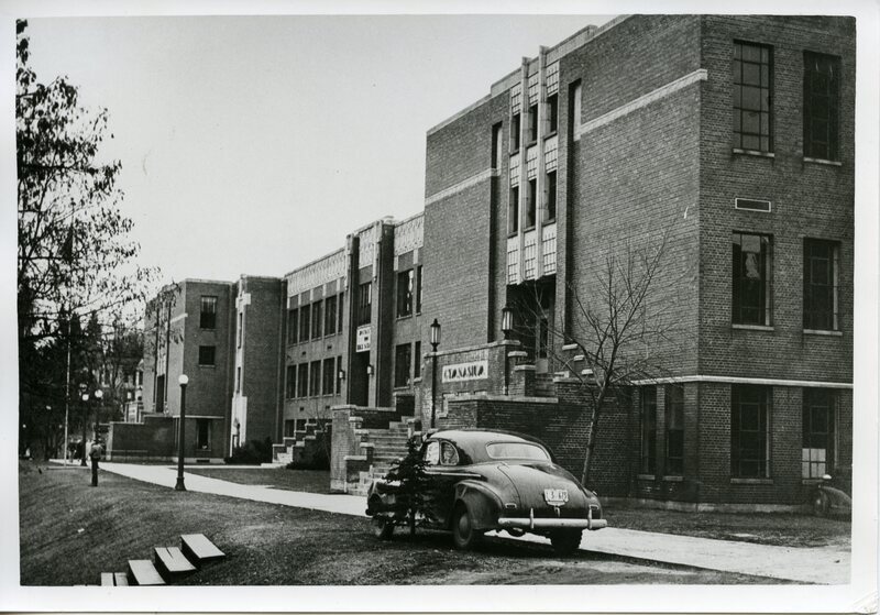 In front of the gymnasium of the new MHS building