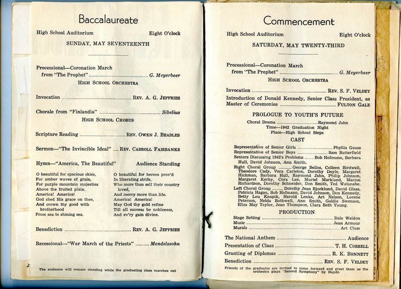1942 (50th anniversary) MHS commencement program