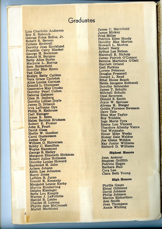 1942 (50th anniversary) MHS commencement program