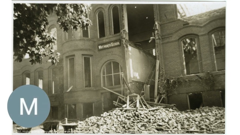 photograph showing MHS under construction