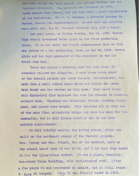 Page describing space at Whitworth School