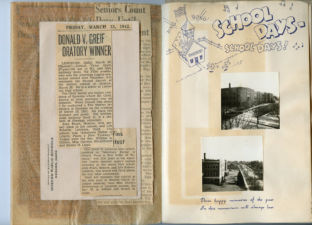 Yearbook/memories graduation book for 1942 graduating class from MHS, turned into a scrapbook