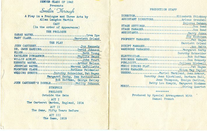 "Smilin' Through" senior class play program