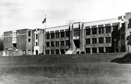 Moscow's third high school built about 1939. Located on the south side of Third Street between Adams and Van Buren streets. Adams Street was closed between Third and Fifth streets when this school was built.