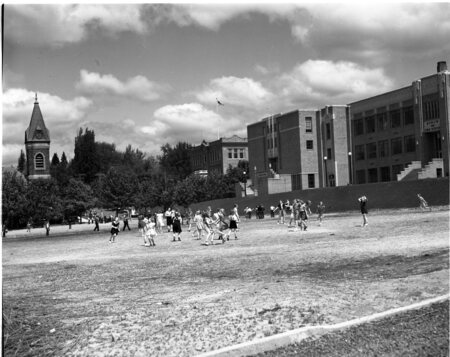 Students playing outside Moscow High School