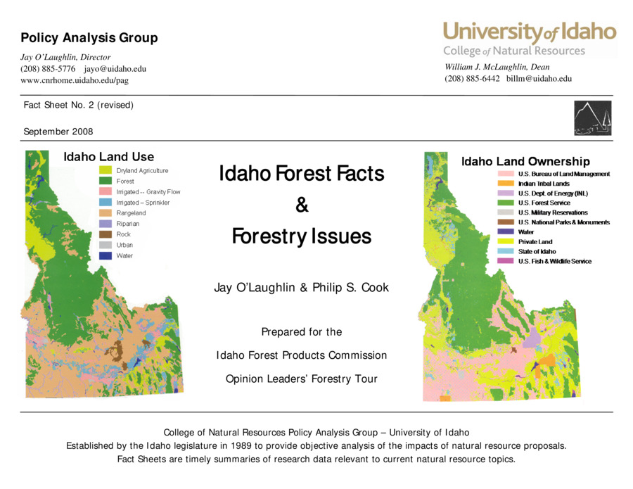 Policy Analysis Group Fact Sheet - University of Idaho College of Natural Resources