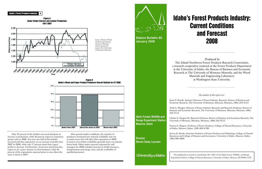 Idaho's Forest Products Industry Outlook - College of Natural Resources