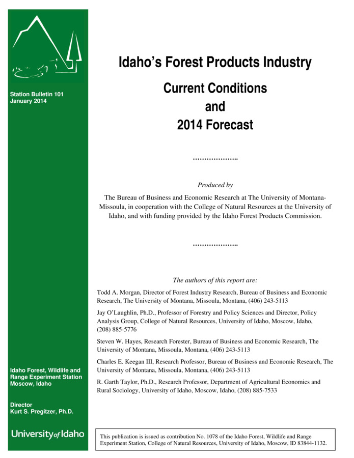 Idaho's Forest Products Industry Outlook - College of Natural Resources